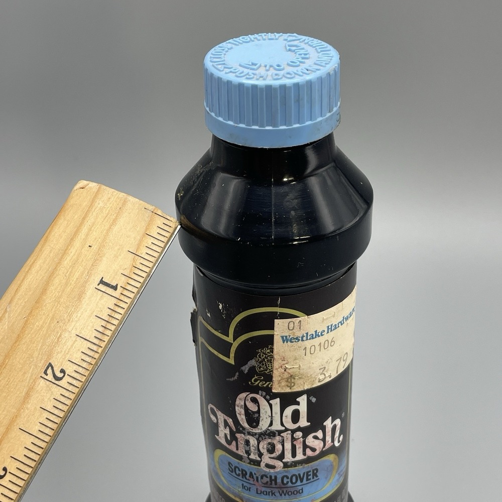 Vtg Old English Scratch Cover For Dark Woods 8 oz Blue Lid RARE Almost Full Prop - Picture 7 of 7